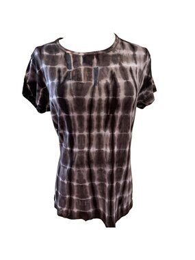 TRYST  Women's 100% Cotton Tie Dye Tee Shirt Sz L Chocolate Pink Boho Hippie NEW